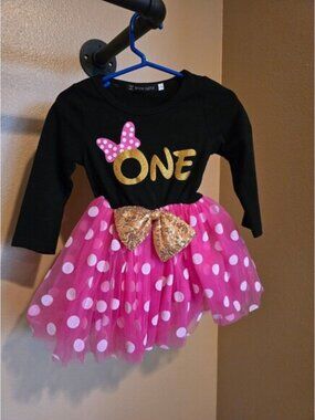 Baby girl birthday dress 12 month (1 year) polka‎ dotted tutu